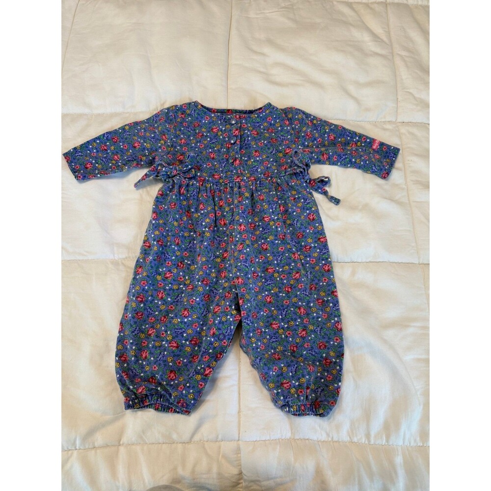 Excellent Condition Rare Vintage Baby B'gosh Floral Long-Sleeve Romper 12 Months